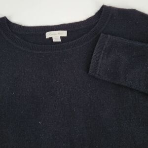 Garnet Hill Womens Large 100% Cashmere Round Neck Tunic Sweater Black Minimalist